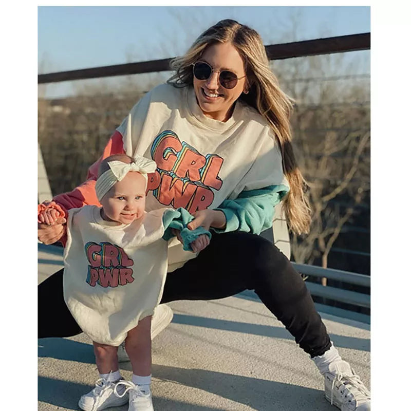 GRL PWR Mommy & Me Sweatshirt Set - Peachy Bloomers