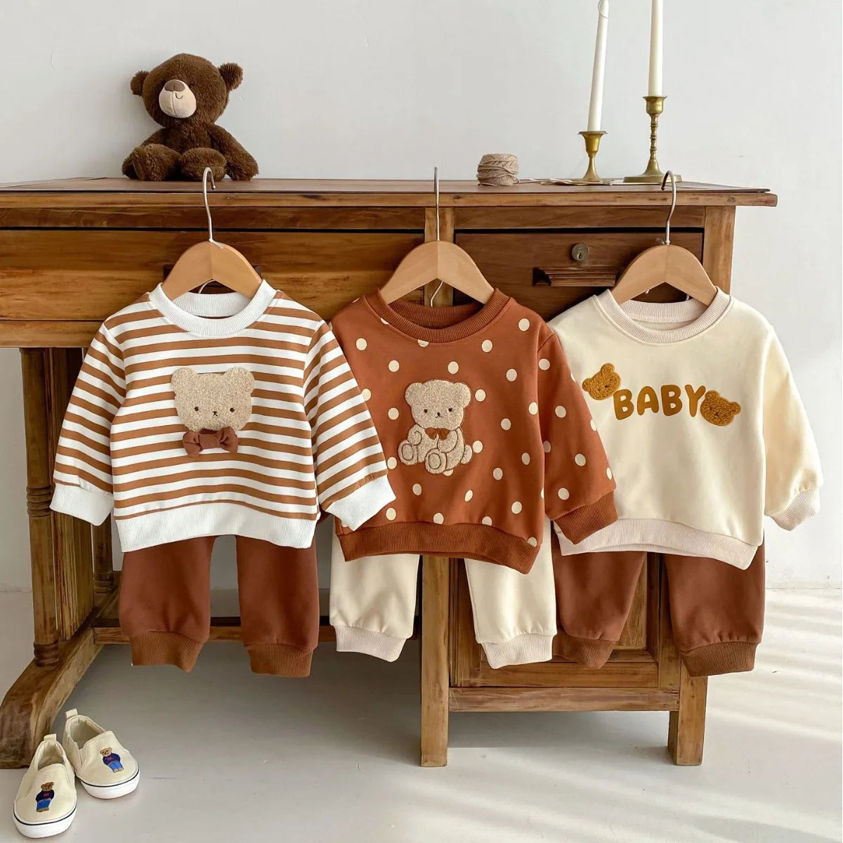 Baby Bear Sweatshirt and Sweatpants Matching Set - Peachy Bloomers