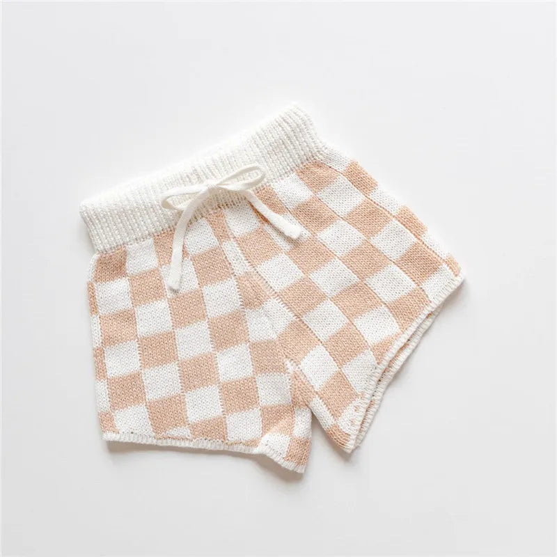 Checkered Knit Toddler Top & Shorts Set