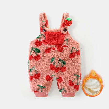 Strawberry & Cherry Lamb Fleece Jumpsuit