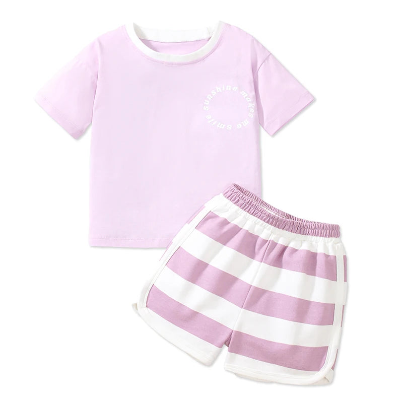 Sunshine T-shirt and Stripe Shorts Set