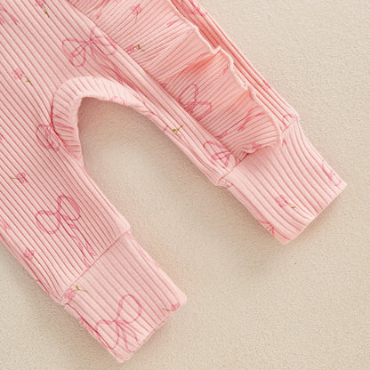 Newborn Ruffle Bow Jumpsuit with Headband