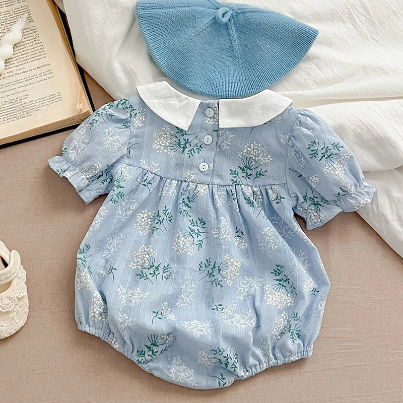 Eloise Baby Blue Floral Onesie - Peachy Bloomers