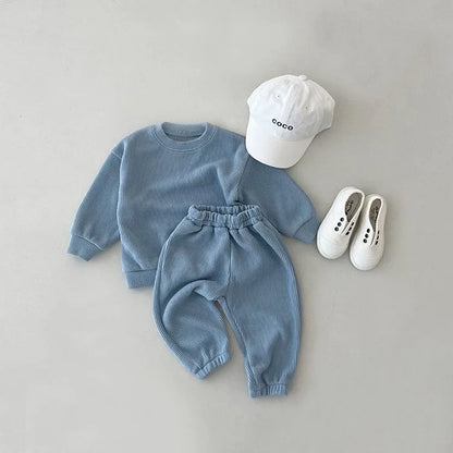 Casual Cotton Ribbed Sweatshirt and Sweatpants Set - Peachy Bloomers