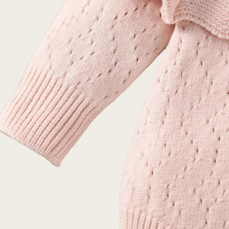 Baby Girl Knit Ruffle Onesie -Sweater