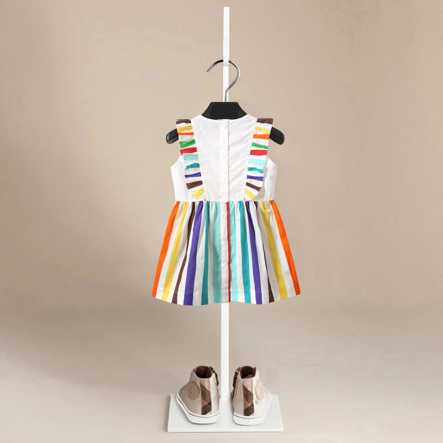 Elsie Rainbow Stripe Dress - Peachy Bloomers