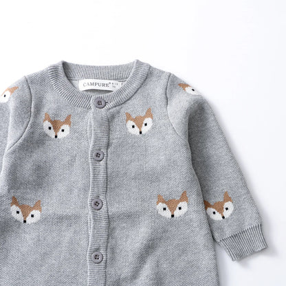 Baby Pure Cotton Knit Animal Jumpsuit
