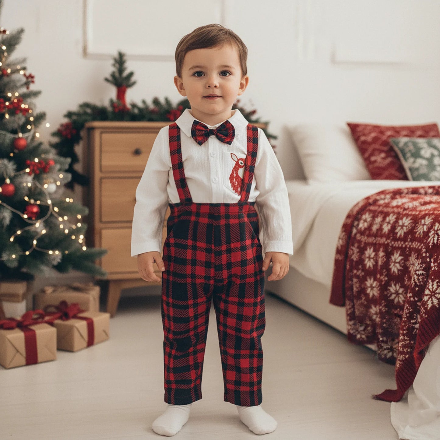 Baby Boy Christmas 3-Piece Plaid Set