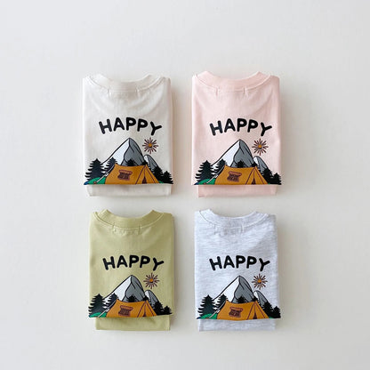 Happy Camping Cotton T-shirt and Shorts Set - Peachy Bloomers