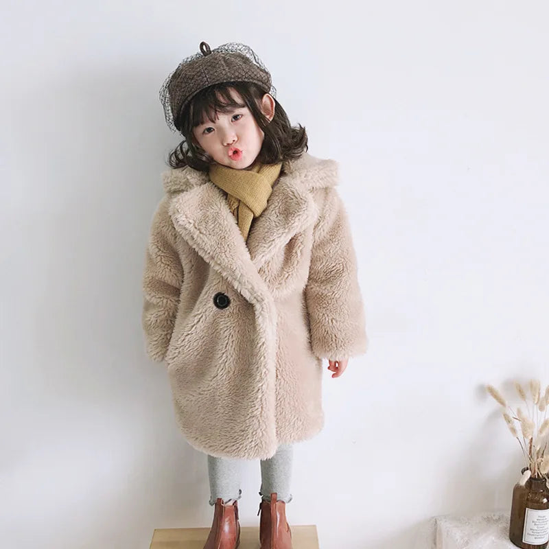 Girls Faux Fur Coat - Peachy Bloomers