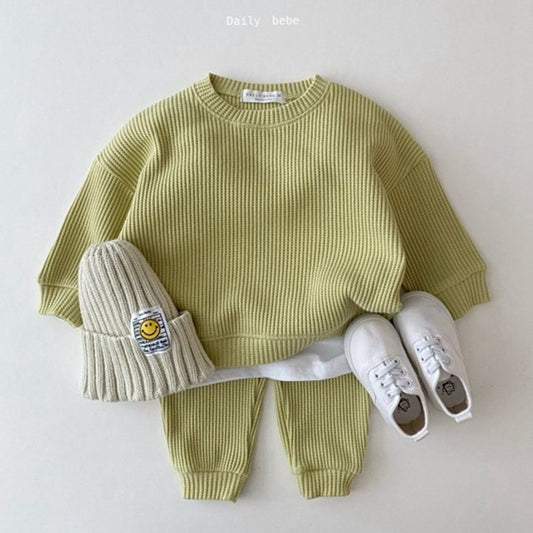 Ribbed Cotton Sweatshirt and Pants Set