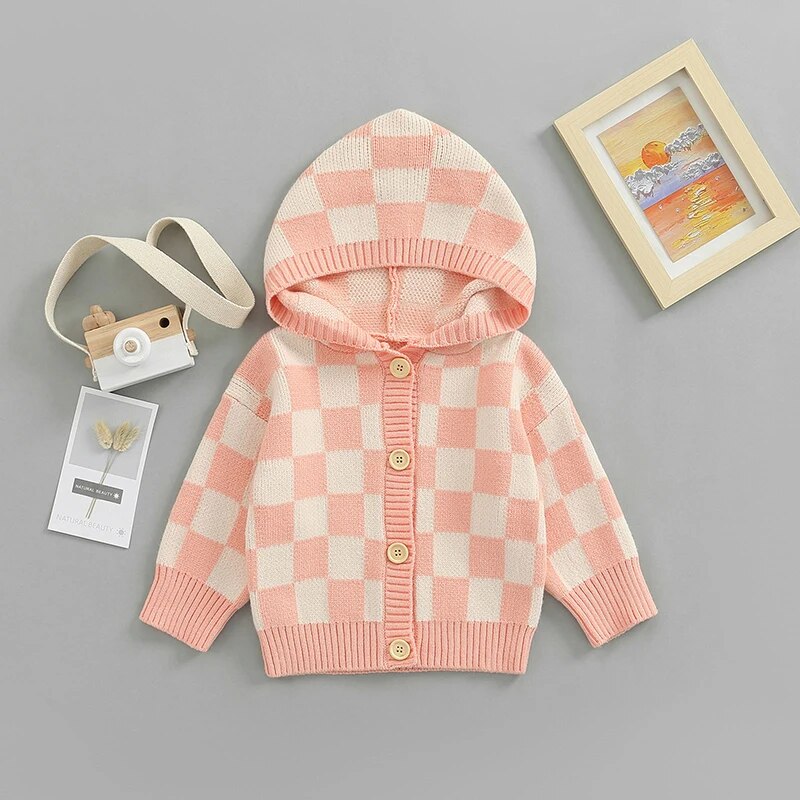 Checkered Knit Cardigan - Peachy Bloomers