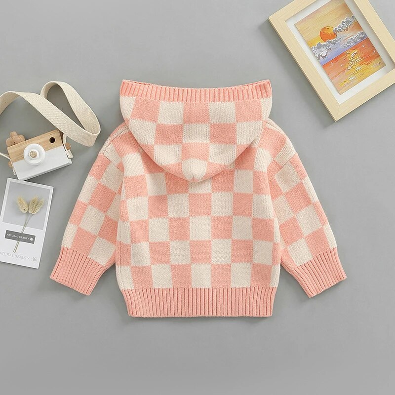 Checkered Knit Cardigan - Peachy Bloomers