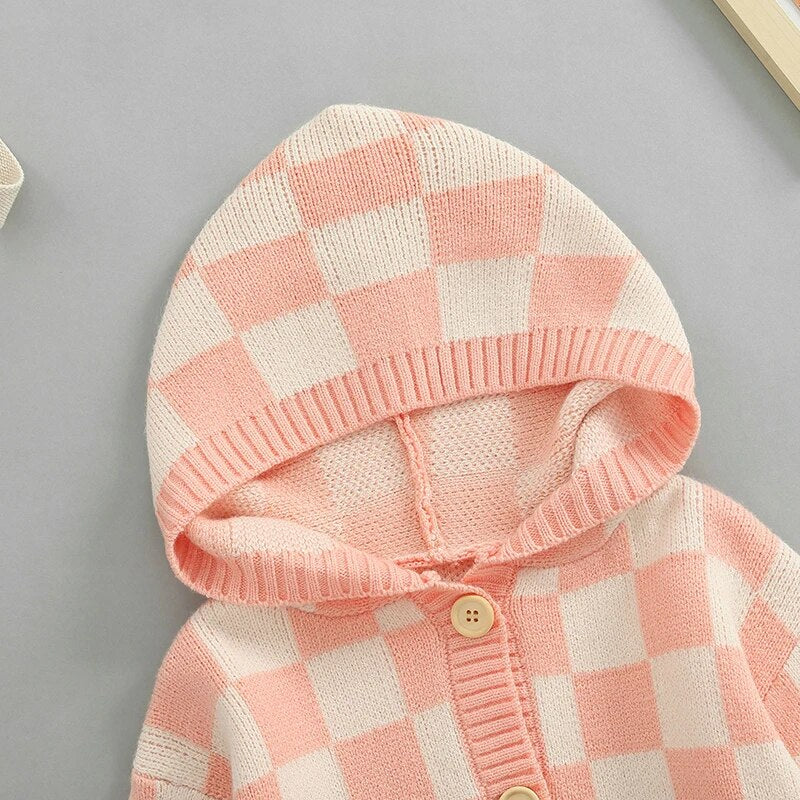 Checkered Knit Cardigan - Peachy Bloomers