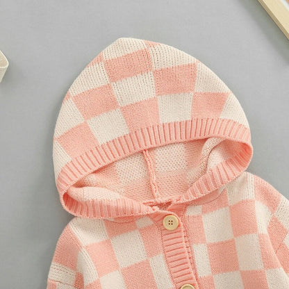 Checkered Knit Cardigan - Peachy Bloomers