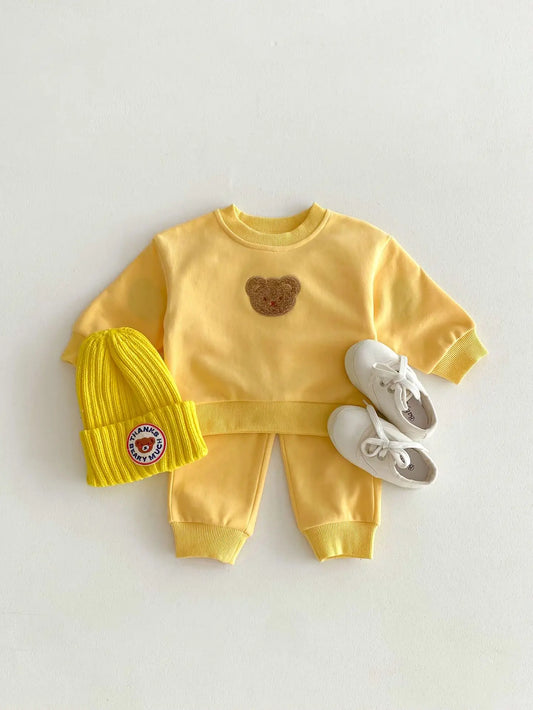 Teddy Baby Sweatshirt and Sweatpants Set Yellow